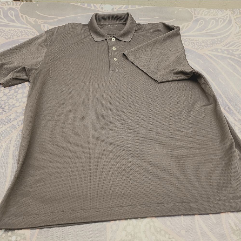 Sport Tek Short Slv 3 Button Embossed Gray Golf Po - Picture 1 of 6